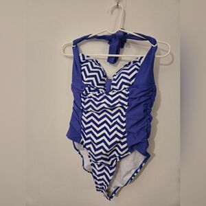 NWT Adore Me Blue and White One Piece Swimsuit